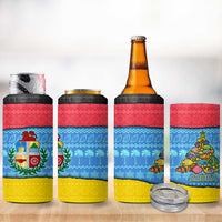 Aruba Christmas 4 in 1 Can Cooler Tumbler with Fish Christmas Tree Aruba Flag and Red Blue Yellow Tropical Pattern Design - Wonder Print Shop