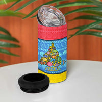 Aruba Christmas 4 in 1 Can Cooler Tumbler with Fish Christmas Tree Aruba Flag and Red Blue Yellow Tropical Pattern Design - Wonder Print Shop