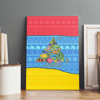 Aruba Christmas Canvas Wall Art with Fish Christmas Tree Aruba Flag and Red Blue Yellow Tropical Pattern Design - Wonder Print Shop