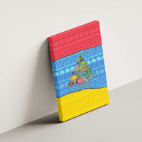 Aruba Christmas Canvas Wall Art with Fish Christmas Tree Aruba Flag and Red Blue Yellow Tropical Pattern Design - Wonder Print Shop