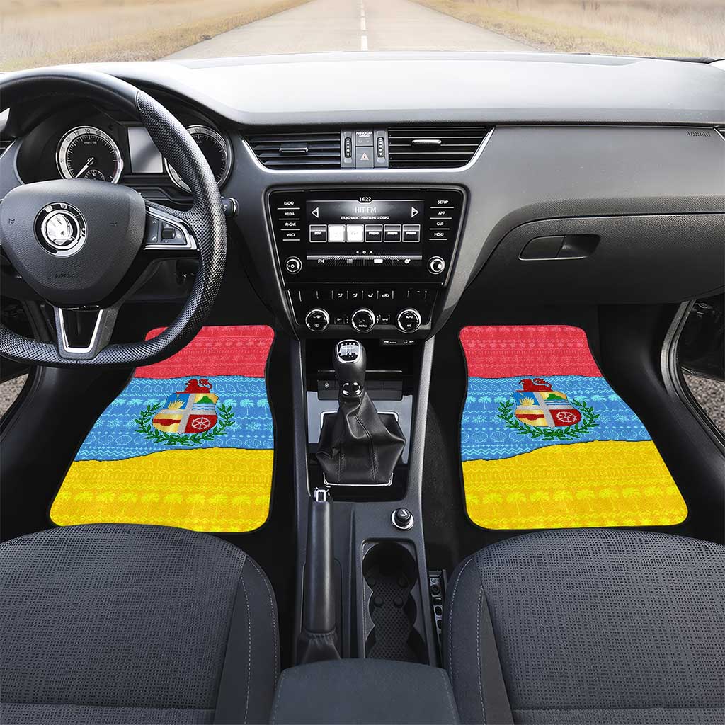 Aruba Christmas Car Mats with Fish Christmas Tree Aruba Flag and Red Blue Yellow Tropical Pattern Design - Wonder Print Shop