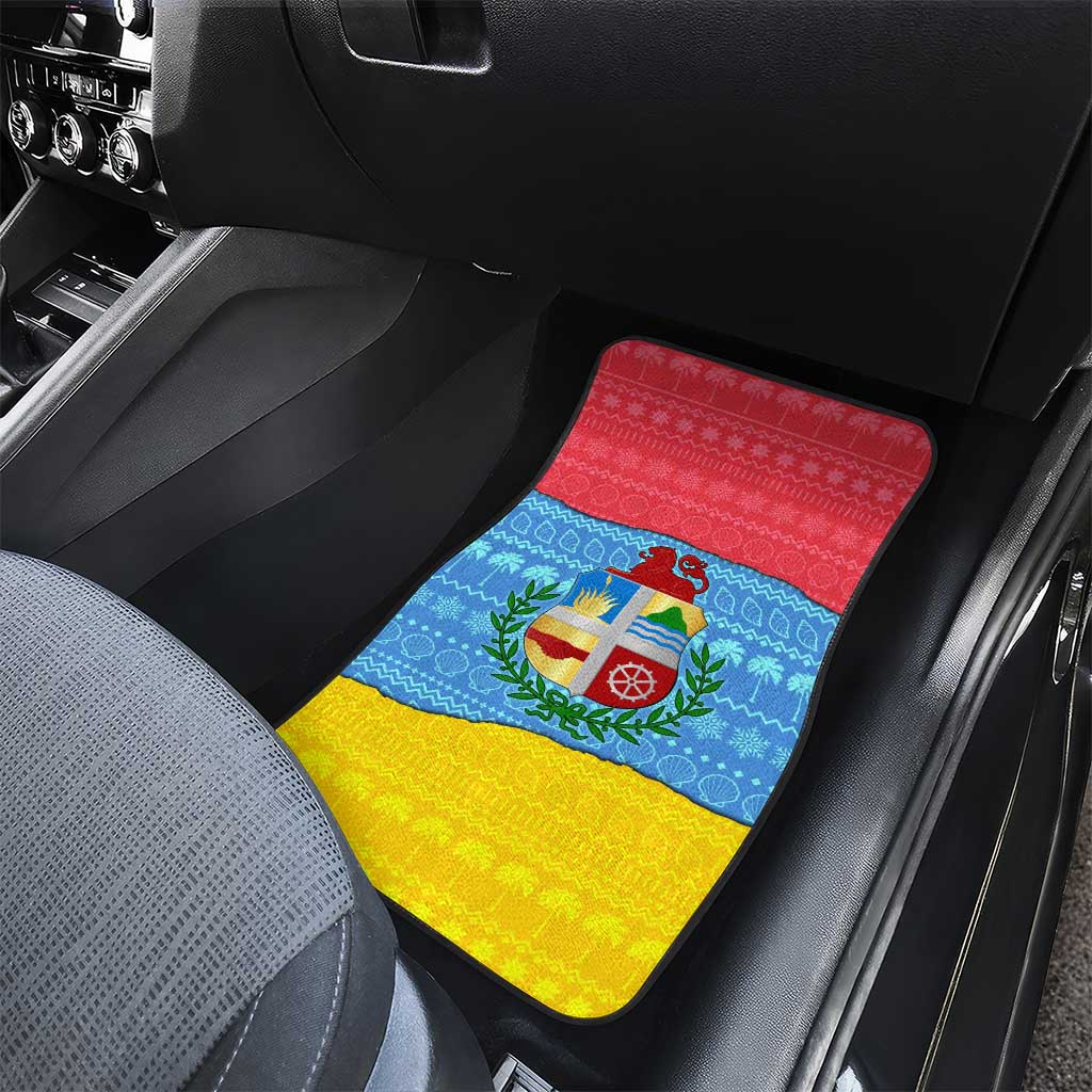 Aruba Christmas Car Mats with Fish Christmas Tree Aruba Flag and Red Blue Yellow Tropical Pattern Design - Wonder Print Shop