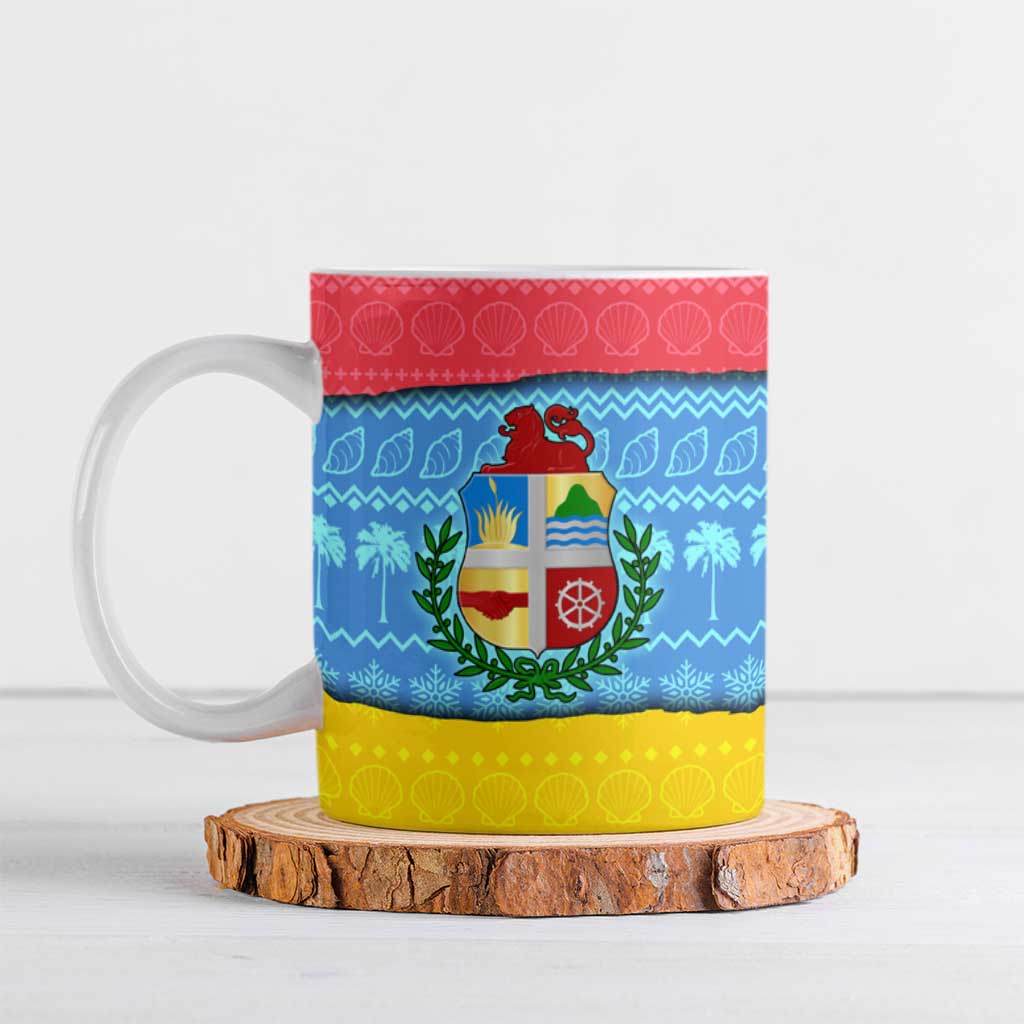 Aruba Christmas Ceramic Mug with Fish Christmas Tree Aruba Flag and Red Blue Yellow Tropical Pattern Design - Wonder Print Shop