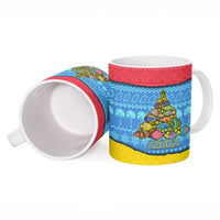 Aruba Christmas Ceramic Mug with Fish Christmas Tree Aruba Flag and Red Blue Yellow Tropical Pattern Design - Wonder Print Shop