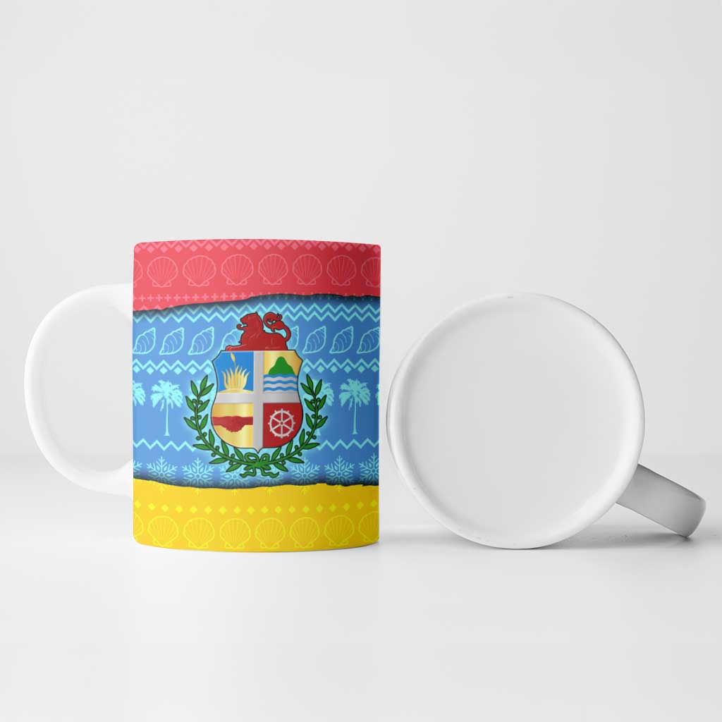Aruba Christmas Ceramic Mug with Fish Christmas Tree Aruba Flag and Red Blue Yellow Tropical Pattern Design - Wonder Print Shop