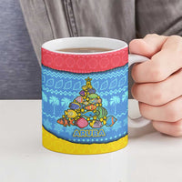 Aruba Christmas Ceramic Mug with Fish Christmas Tree Aruba Flag and Red Blue Yellow Tropical Pattern Design - Wonder Print Shop