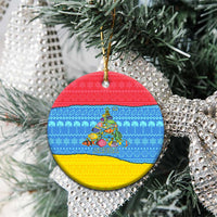 Aruba Christmas Ceramic Ornament with Fish Christmas Tree Aruba Flag and Red Blue Yellow Tropical Pattern Design - Wonder Print Shop
