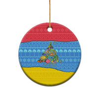 Aruba Christmas Ceramic Ornament with Fish Christmas Tree Aruba Flag and Red Blue Yellow Tropical Pattern Design - Wonder Print Shop