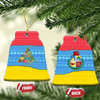 Aruba Christmas Ceramic Ornament with Fish Christmas Tree Aruba Flag and Red Blue Yellow Tropical Pattern Design - Wonder Print Shop