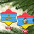 Aruba Christmas Ceramic Ornament with Fish Christmas Tree Aruba Flag and Red Blue Yellow Tropical Pattern Design - Wonder Print Shop