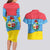 Aruba Christmas Couples Matching Long Sleeve Bodycon Dress and Hawaiian Shirt with Fish Christmas Tree Aruba Flag and Red Blue Yellow Tropical Pattern Design - Wonder Print Shop