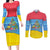 Aruba Christmas Couples Matching Long Sleeve Bodycon Dress and Long Sleeve Button Shirt with Fish Christmas Tree Aruba Flag and Red Blue Yellow Tropical Pattern Design - Wonder Print Shop