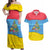 Aruba Christmas Couples Matching Off Shoulder Maxi Dress and Hawaiian Shirt with Fish Christmas Tree Aruba Flag and Red Blue Yellow Tropical Pattern Design - Wonder Print Shop
