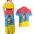 Aruba Christmas Couples Matching Off Shoulder Maxi Dress and Hawaiian Shirt with Fish Christmas Tree Aruba Flag and Red Blue Yellow Tropical Pattern Design - Wonder Print Shop
