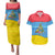 Aruba Christmas Couples Matching Puletasi and Hawaiian Shirt with Fish Christmas Tree Aruba Flag and Red Blue Yellow Tropical Pattern Design - Wonder Print Shop