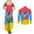 Aruba Christmas Couples Matching Summer Maxi Dress and Long Sleeve Button Shirt with Fish Christmas Tree Aruba Flag and Red Blue Yellow Tropical Pattern Design - Wonder Print Shop