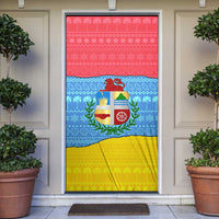 Aruba Christmas Door Cover with Fish Christmas Tree Aruba Flag and Red Blue Yellow Tropical Pattern Design - Wonder Print Shop