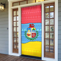Aruba Christmas Door Cover with Fish Christmas Tree Aruba Flag and Red Blue Yellow Tropical Pattern Design - Wonder Print Shop