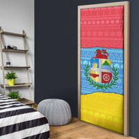 Aruba Christmas Door Cover with Fish Christmas Tree Aruba Flag and Red Blue Yellow Tropical Pattern Design - Wonder Print Shop