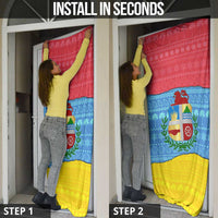 Aruba Christmas Door Cover with Fish Christmas Tree Aruba Flag and Red Blue Yellow Tropical Pattern Design - Wonder Print Shop