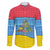 Aruba Christmas Family Matching Long Sleeve Bodycon Dress and Hawaiian Shirt with Fish Christmas Tree Aruba Flag and Red Blue Yellow Tropical Pattern Design - Wonder Print Shop