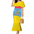 Aruba Christmas Family Matching Mermaid Dress and Hawaiian Shirt with Fish Christmas Tree Aruba Flag and Red Blue Yellow Tropical Pattern Design - Wonder Print Shop