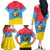 Aruba Christmas Family Matching Off The Shoulder Long Sleeve Dress and Hawaiian Shirt with Fish Christmas Tree Aruba Flag and Red Blue Yellow Tropical Pattern Design - Wonder Print Shop