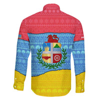 Aruba Christmas Family Matching Puletasi and Hawaiian Shirt with Fish Christmas Tree Aruba Flag and Red Blue Yellow Tropical Pattern Design - Wonder Print Shop