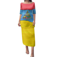 Aruba Christmas Family Matching Puletasi and Hawaiian Shirt with Fish Christmas Tree Aruba Flag and Red Blue Yellow Tropical Pattern Design - Wonder Print Shop