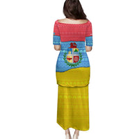 Aruba Christmas Family Matching Puletasi and Hawaiian Shirt with Fish Christmas Tree Aruba Flag and Red Blue Yellow Tropical Pattern Design - Wonder Print Shop