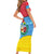 Aruba Christmas Family Matching Short Sleeve Bodycon Dress and Hawaiian Shirt with Fish Christmas Tree Aruba Flag and Red Blue Yellow Tropical Pattern Design - Wonder Print Shop