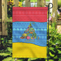 Aruba Christmas Garden Flag with Fish Christmas Tree Aruba Flag and Red Blue Yellow Tropical Pattern Design - Wonder Print Shop