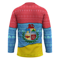 Aruba Christmas Hockey Jersey with Fish Christmas Tree Aruba Flag and Red Blue Yellow Tropical Pattern Design - Wonder Print Shop