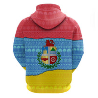 Aruba Christmas Hoodie with Fish Christmas Tree Aruba Flag and Red Blue Yellow Tropical Pattern Design - Wonder Print Shop