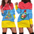 Aruba Christmas Hoodie Dress with Fish Christmas Tree Aruba Flag and Red Blue Yellow Tropical Pattern Design - Wonder Print Shop