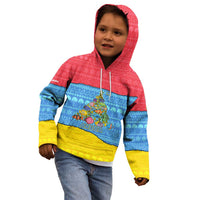 Aruba Christmas Kid Hoodie with Fish Christmas Tree Aruba Flag and Red Blue Yellow Tropical Pattern Design - Wonder Print Shop
