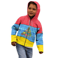 Aruba Christmas Kid Hoodie with Fish Christmas Tree Aruba Flag and Red Blue Yellow Tropical Pattern Design - Wonder Print Shop