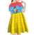Aruba Christmas Kid Short Sleeve Dress with Fish Christmas Tree Aruba Flag and Red Blue Yellow Tropical Pattern Design - Wonder Print Shop