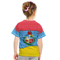 Aruba Christmas Kid T Shirt with Fish Christmas Tree Aruba Flag and Red Blue Yellow Tropical Pattern Design - Wonder Print Shop