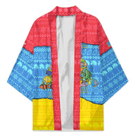 Aruba Christmas Kimono with Fish Christmas Tree Aruba Flag and Red Blue Yellow Tropical Pattern Design - Wonder Print Shop