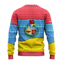 Aruba Christmas Ugly Christmas Sweater with Fish Christmas Tree Aruba Flag and Red Blue Yellow Tropical Pattern Design - Wonder Print Shop