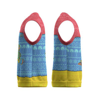 Aruba Christmas Knitted V-Neck Vest with Fish Christmas Tree Aruba Flag and Red Blue Yellow Tropical Pattern Design - Wonder Print Shop