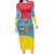 Aruba Christmas Long Sleeve Bodycon Dress with Fish Christmas Tree Aruba Flag and Red Blue Yellow Tropical Pattern Design - Wonder Print Shop