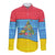 Aruba Christmas Long Sleeve Button Shirt with Fish Christmas Tree Aruba Flag and Red Blue Yellow Tropical Pattern Design - Wonder Print Shop