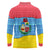 Aruba Christmas Long Sleeve Polo Shirt with Fish Christmas Tree Aruba Flag and Red Blue Yellow Tropical Pattern Design - Wonder Print Shop