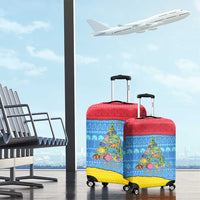 Aruba Christmas Luggage Cover with Fish Christmas Tree Aruba Flag and Red Blue Yellow Tropical Pattern Design - Wonder Print Shop