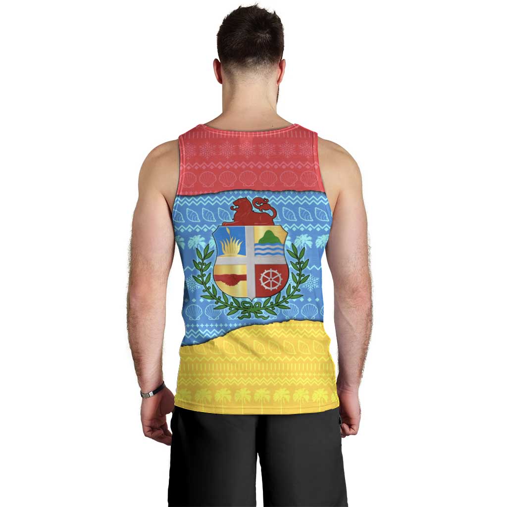 Aruba Christmas Men Tank Top with Fish Christmas Tree Aruba Flag and Red Blue Yellow Tropical Pattern Design - Wonder Print Shop