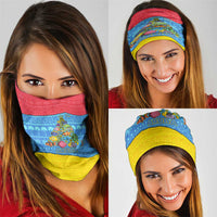 Aruba Christmas Neck Gaiter with Fish Christmas Tree Aruba Flag and Red Blue Yellow Tropical Pattern Design - Wonder Print Shop