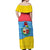 Aruba Christmas Off Shoulder Maxi Dress with Fish Christmas Tree Aruba Flag and Red Blue Yellow Tropical Pattern Design - Wonder Print Shop