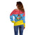 Aruba Christmas Off Shoulder Sweater with Fish Christmas Tree Aruba Flag and Red Blue Yellow Tropical Pattern Design - Wonder Print Shop